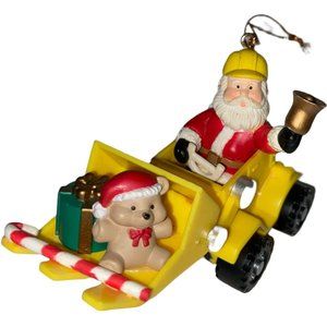 Vintage Westmar 1996 Santa on a Tractor with Toys & Bell Christmas Tree Ornament